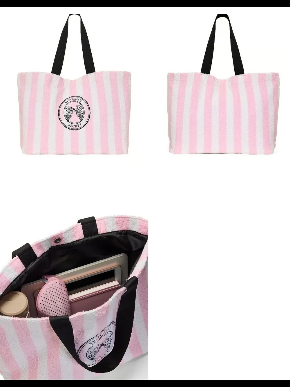 Victoria's Secret Angel Essentials Pink & White Terry Tote